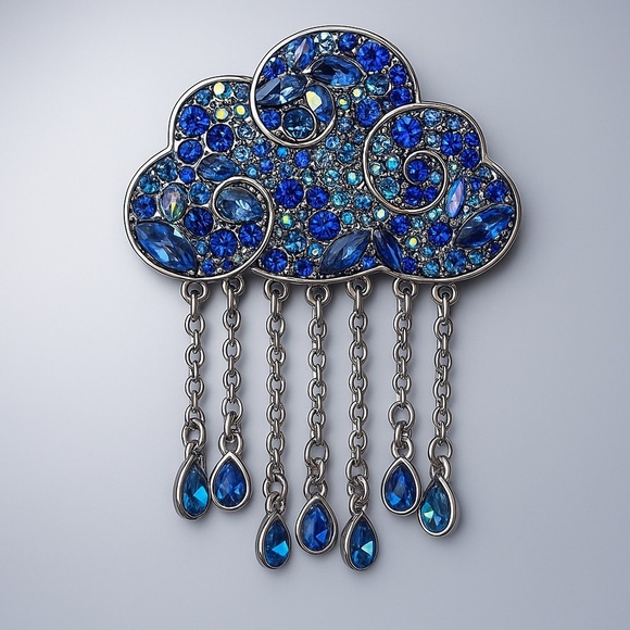 ⚜️🌧️ Cloudé | Blue and Silver Cloud Brooch 🌧️ - Picture 1 of 9